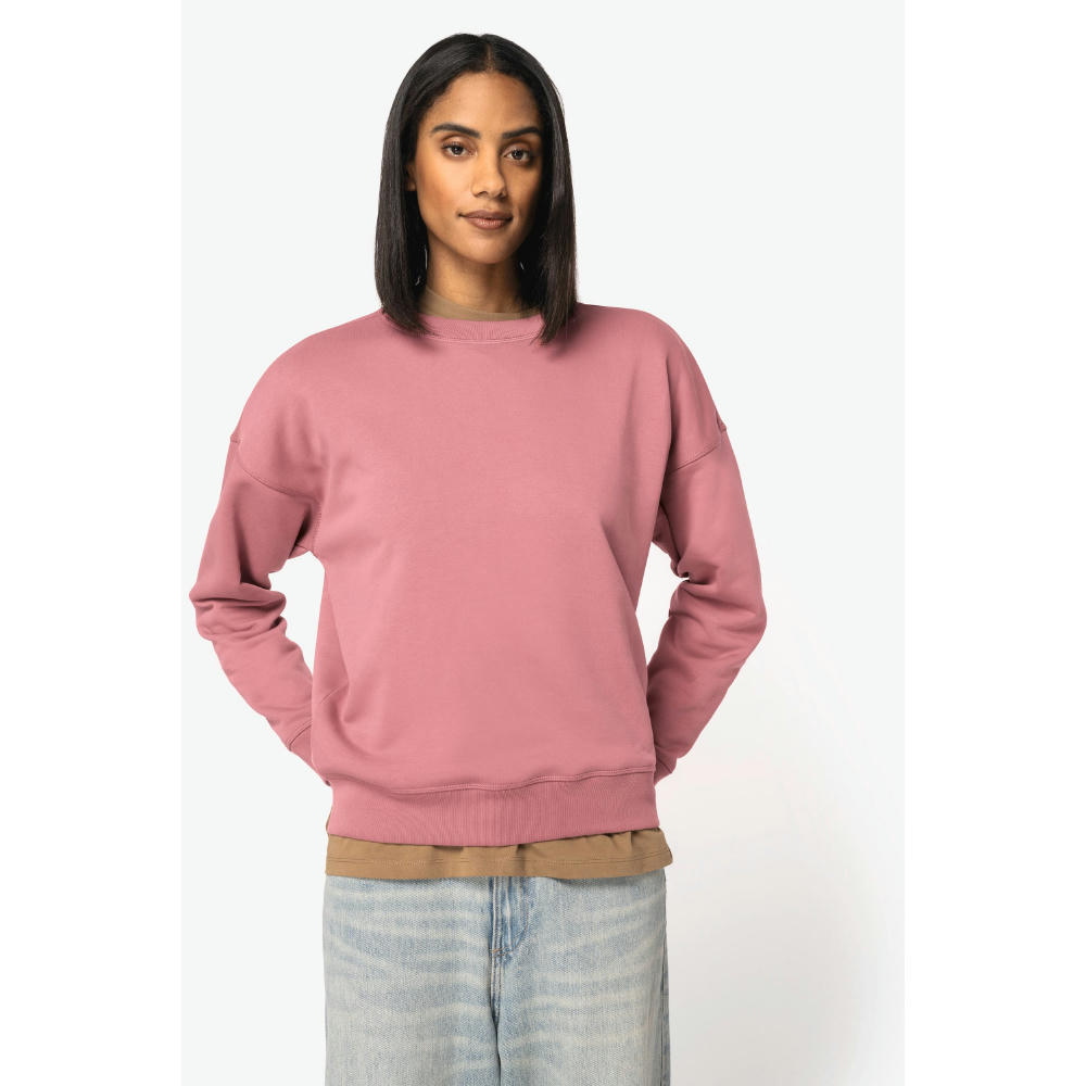 Sudadera ecorresponsable cuello redondo hombros caídos mujer
