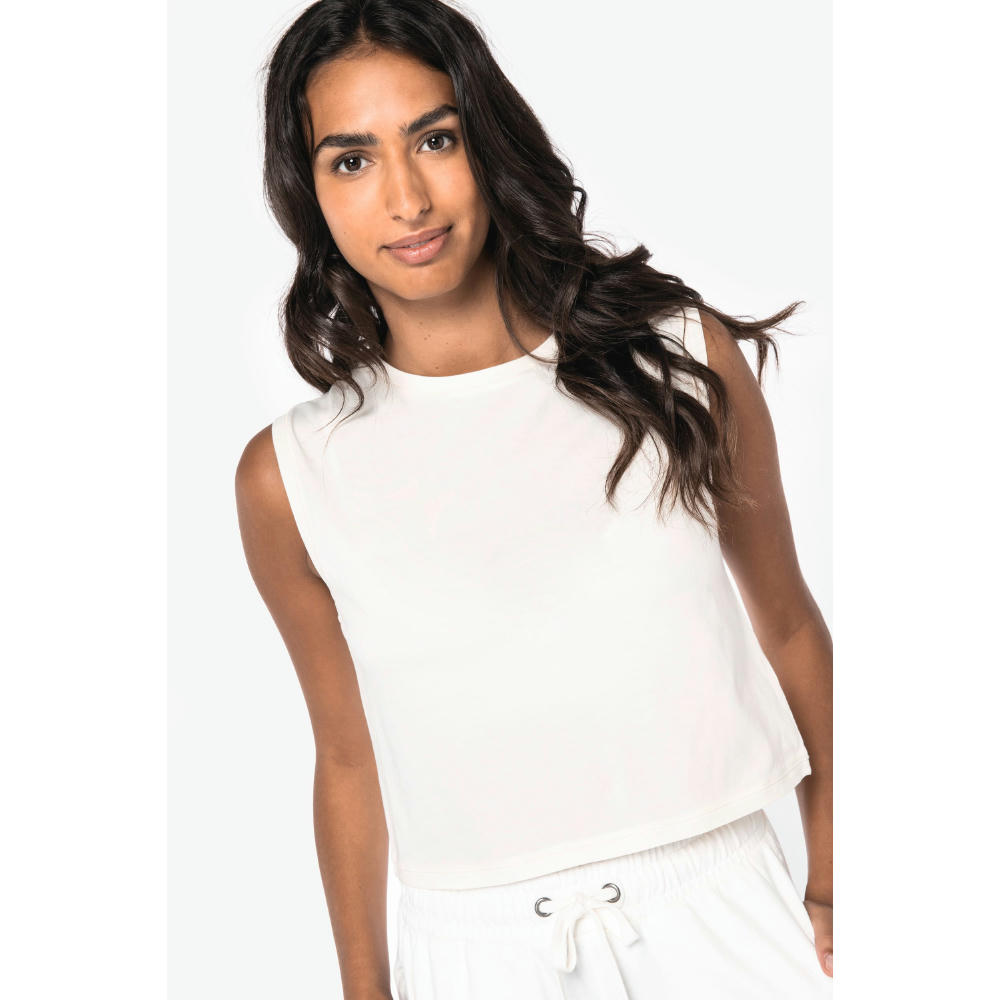 Camiseta crop ecorresponsable sin mangas mujer