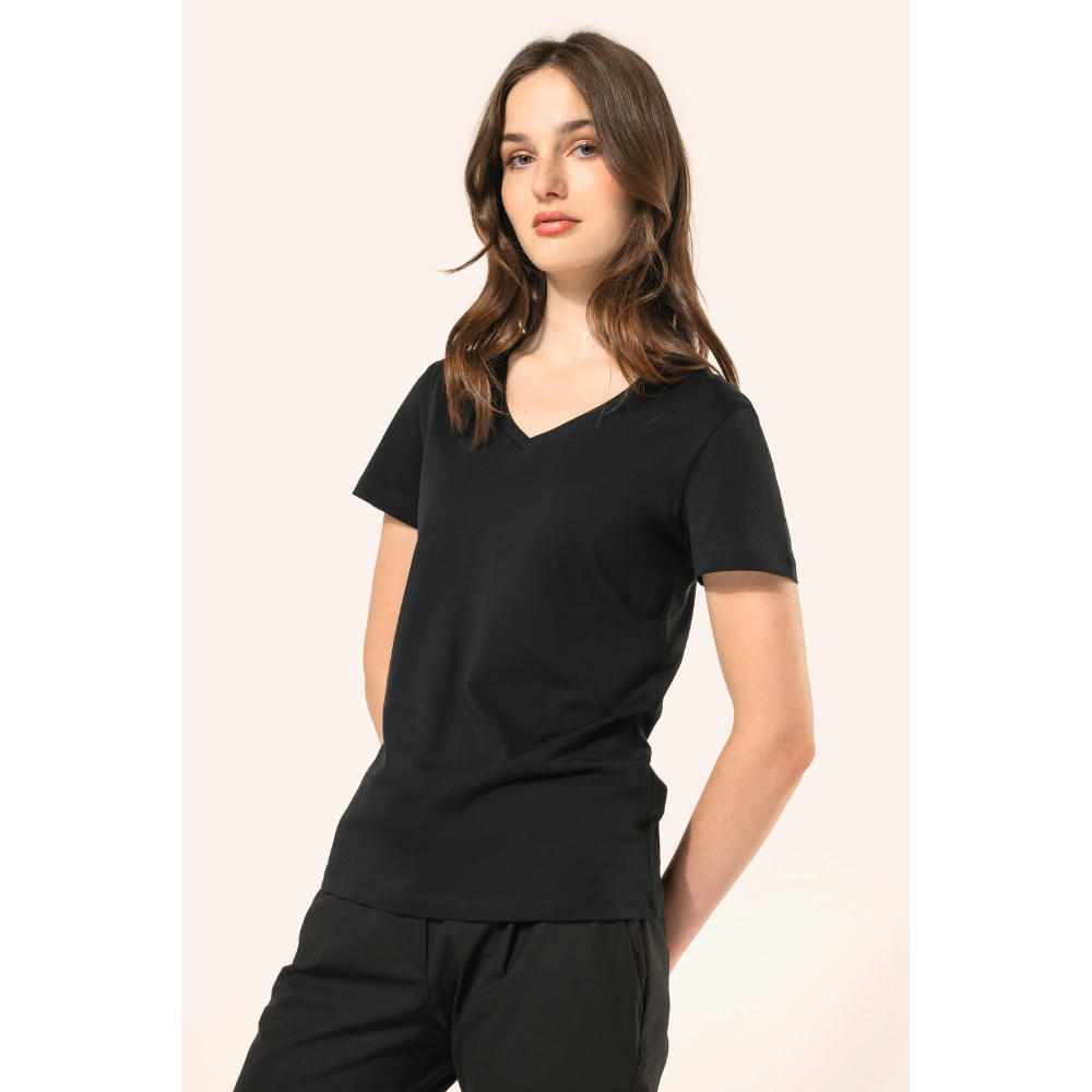 Camiseta Supima® cuello de pico manga corta mujer