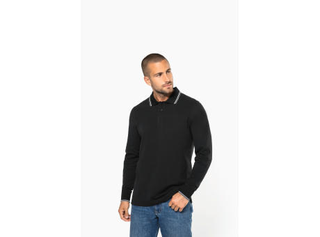 Polo piqué manga larga hombre