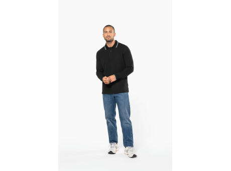 Polo piqué manga larga hombre