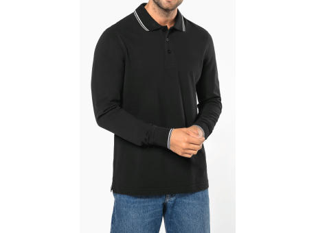 Polo piqué manga larga hombre