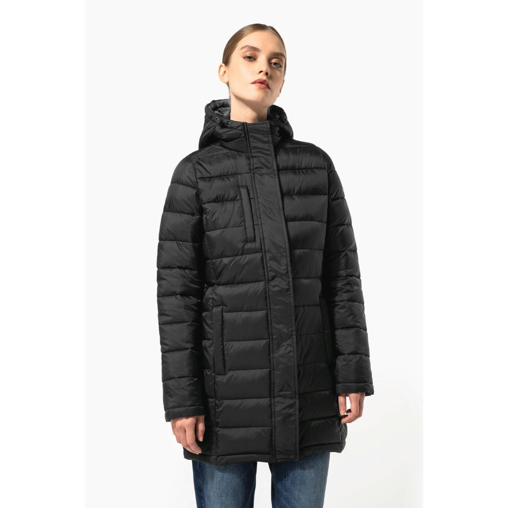 Parka ligera acolchada con capucha para mujer