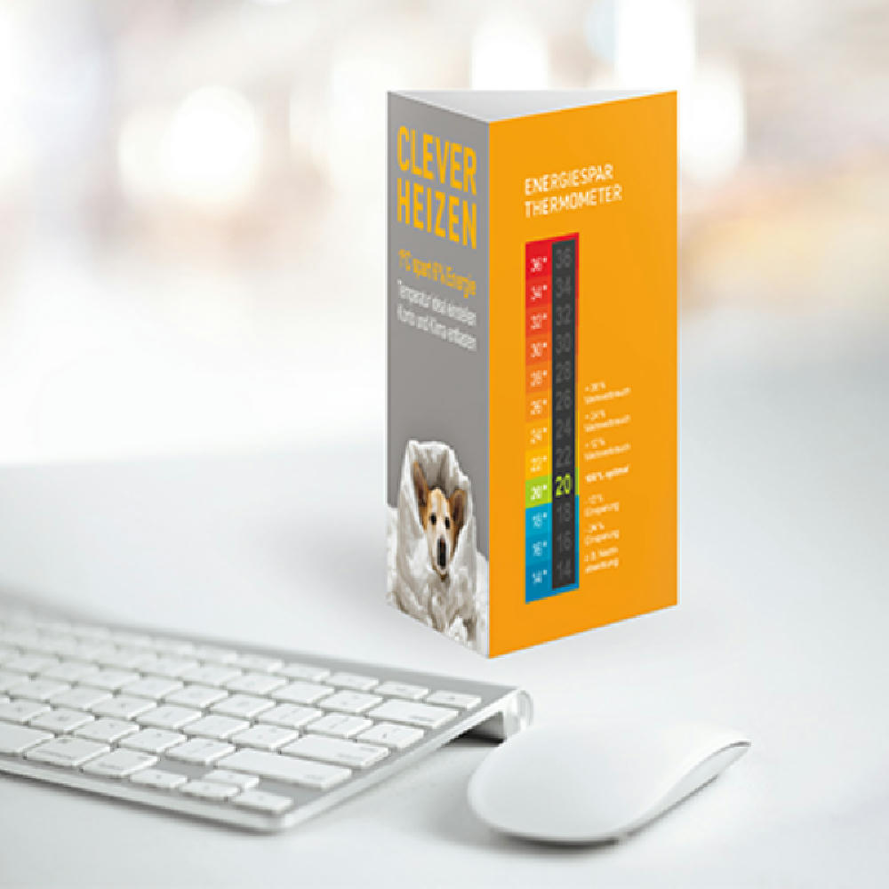 Energiesparthermometer-Tischaufsteller, hochkant