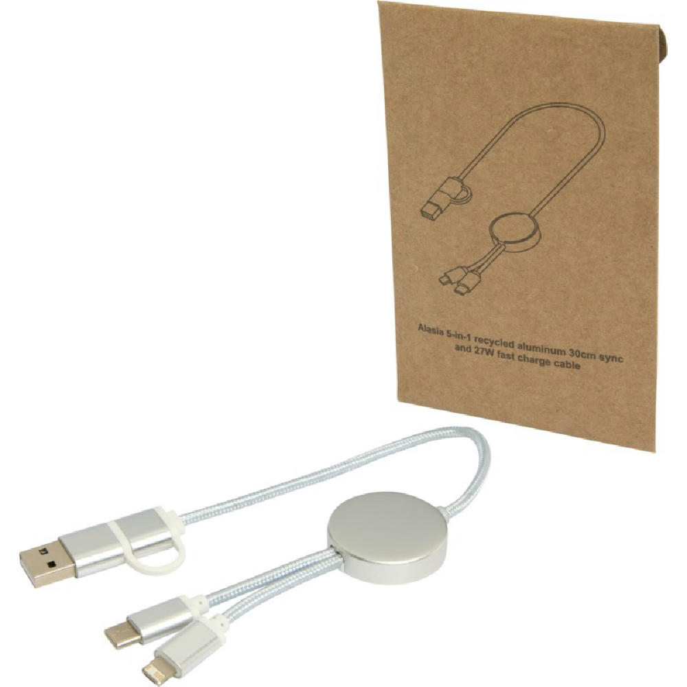 Alasia 30 cm 5-in-1 Kabel aus recyceltem Kunststoff für Datenübertragung und 27W Schnellladung