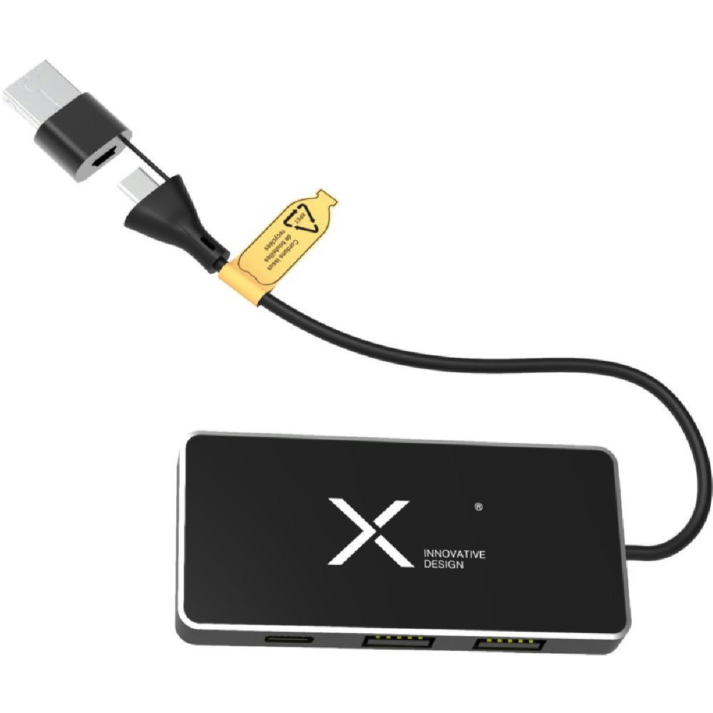 SCX.design H20 8-in-1 USB-Hub mit dualem Eingang und 6 Ports und Leuchtlogo