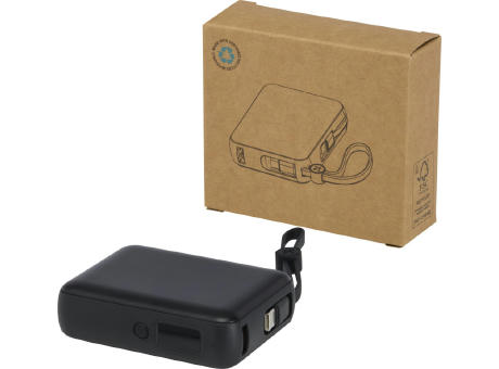 Acrux 35 W 10.000 mAh Tablet Powerbank mit integriertem Typ-C-Kabel aus recyceltem Kunststoff