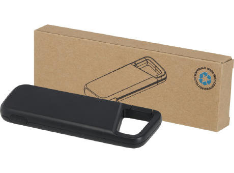 Alkes 12 W 5.000 mAh wasserfeste Powerbank aus recyceltem Kunststoff mit Karabinerhaken