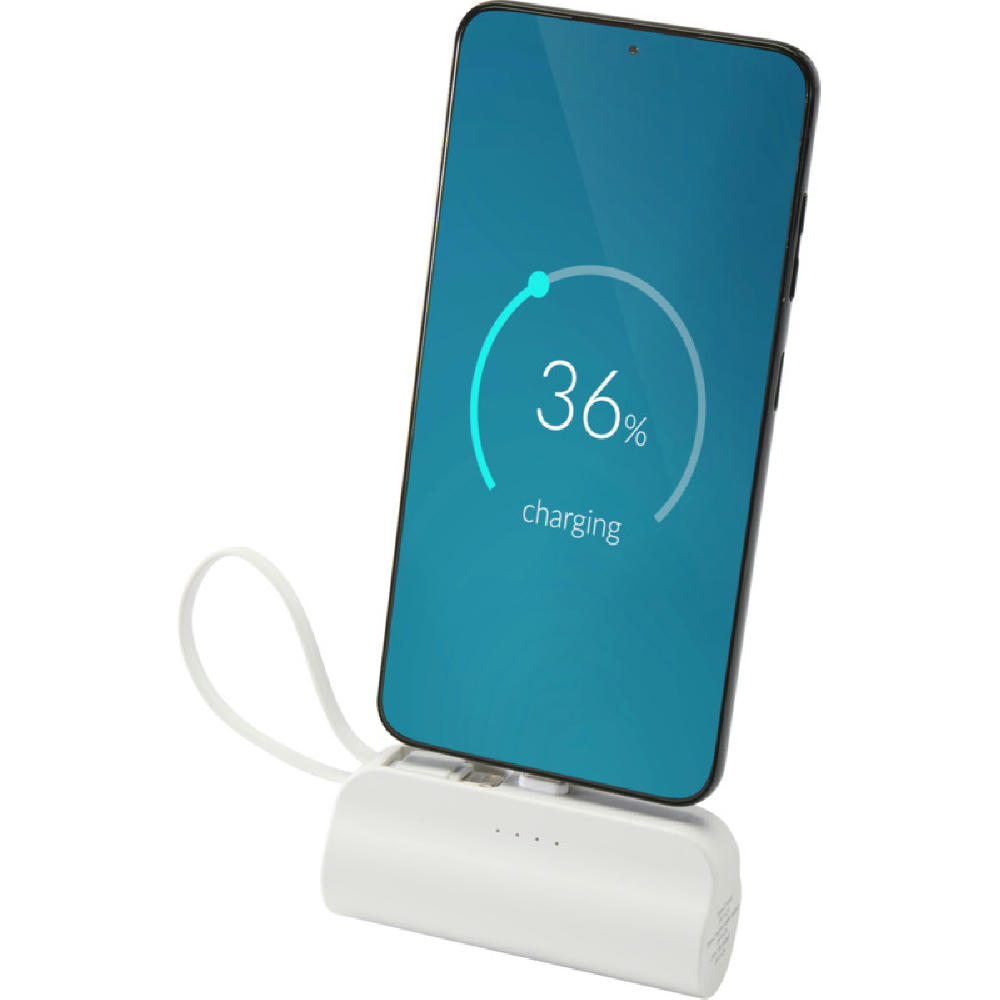 Alnair 10 W 5000 mAh Typ C Powerbank aus recyceltem Kunststoff mit integriertem Klappständer und 2 in 1 Kabel