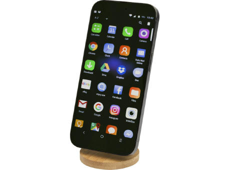 Alcor Klappbare magnetische Smartphonehalterung aus recyceltem Kunststoff mit Bambusdetails