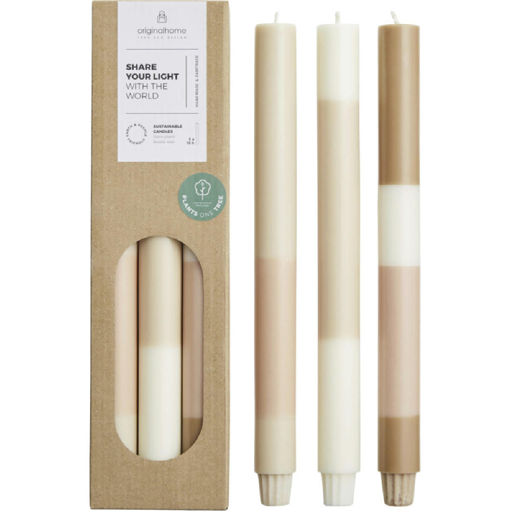 Originalhome Kerzen im Streifendesign – 3er-Set