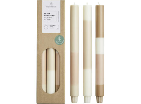 Originalhome Kerzen im Streifendesign – 3er-Set