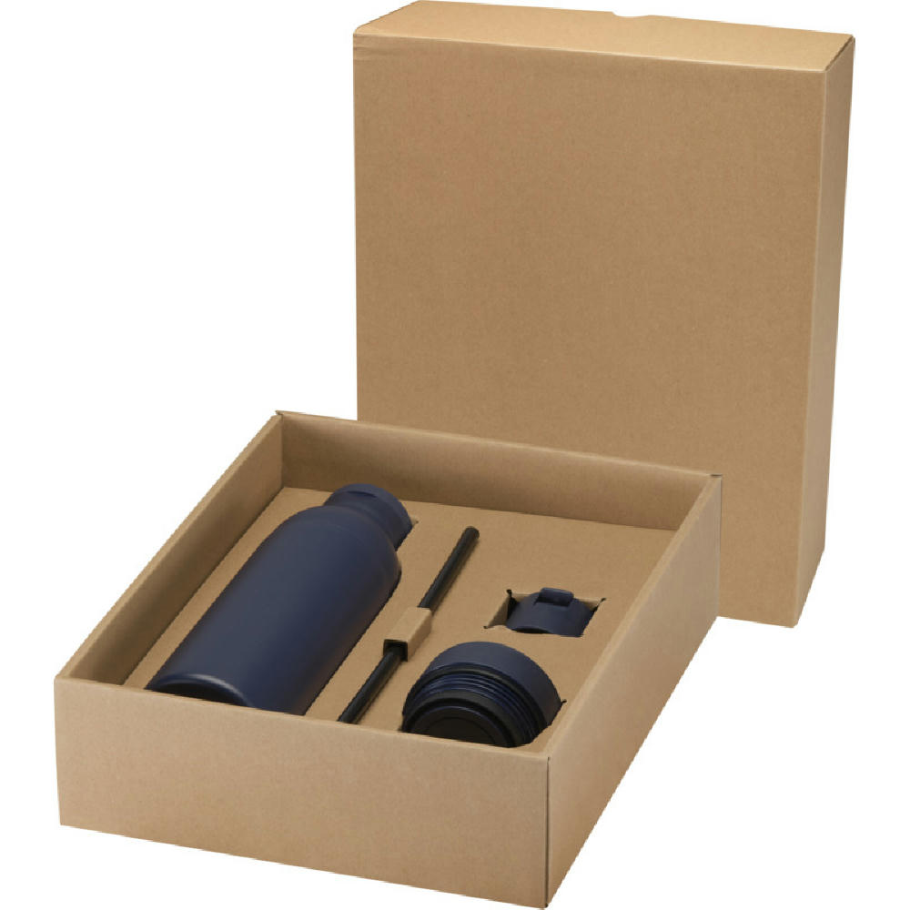 Illuminate 650 ml RCS-zertifizierte doppelwandige Trinkflasche aus recyceltem Edelstahl mit 3-teiligem Deckelset 