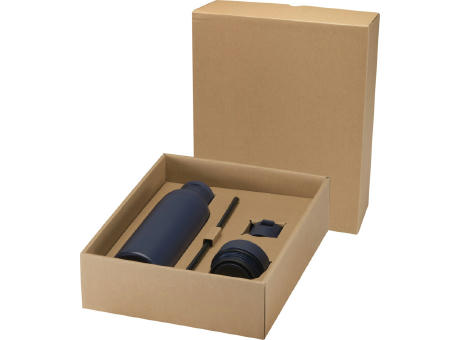 Illuminate 650 ml RCS-zertifizierte doppelwandige Trinkflasche aus recyceltem Edelstahl mit 3-teiligem Deckelset 