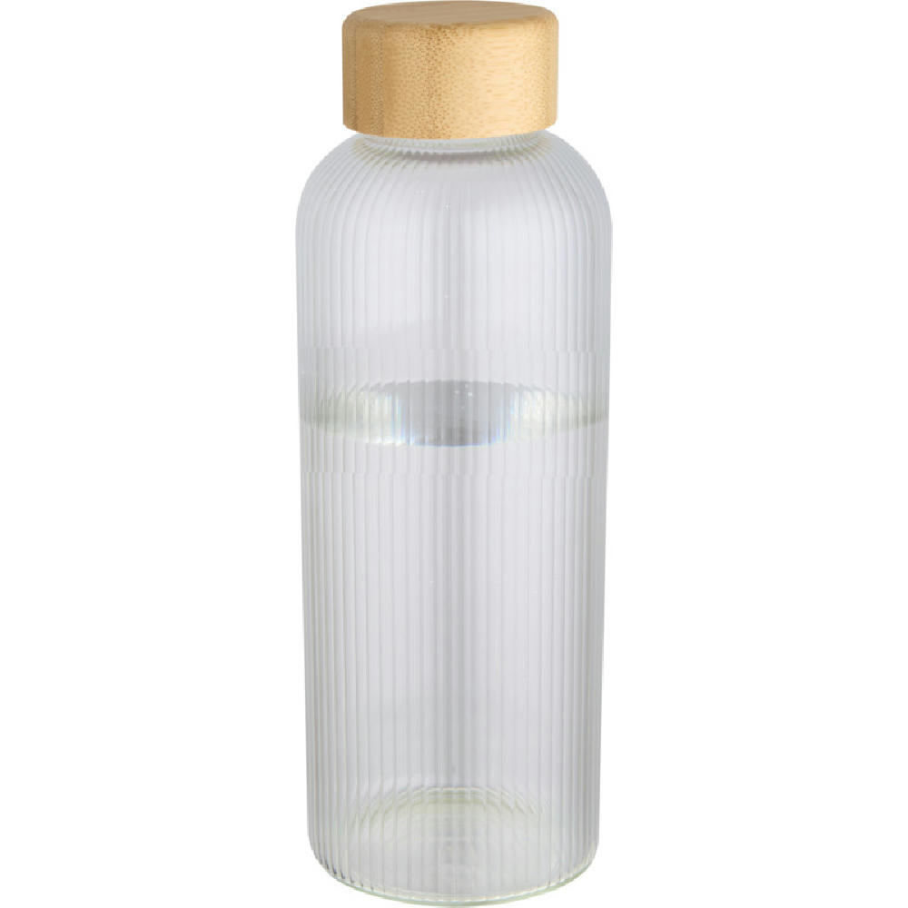 Mirage 650 ml einwandige Trinkflasche aus Borosilikatglas mit Bambusdeckel
