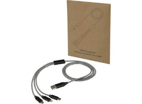 Alphecca 5-in-1-Ladekabel aus recyceltem Aluminium und RPET 
