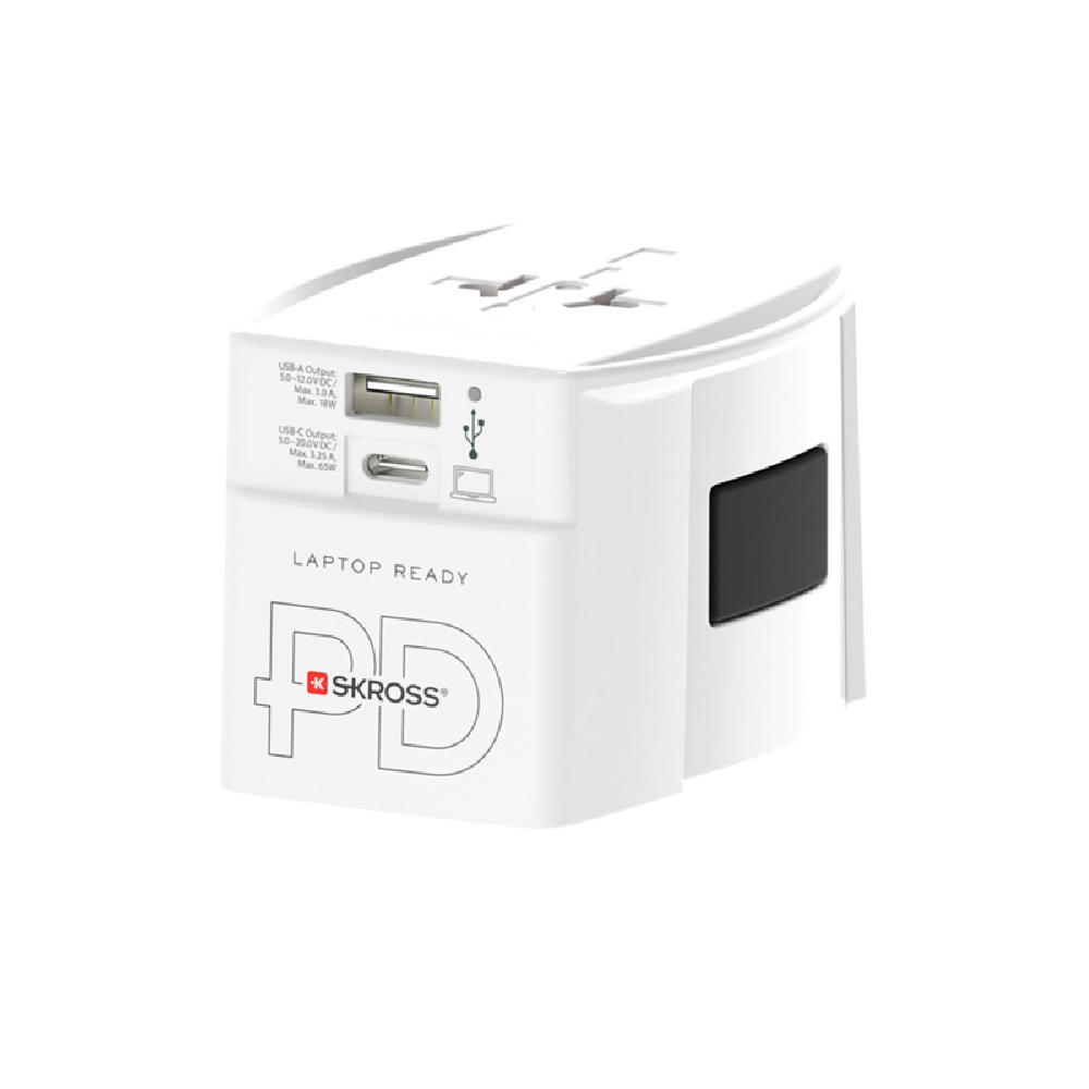 SKROSS® MUV AC65PD Reiseadapter mit USB-C Kabel 