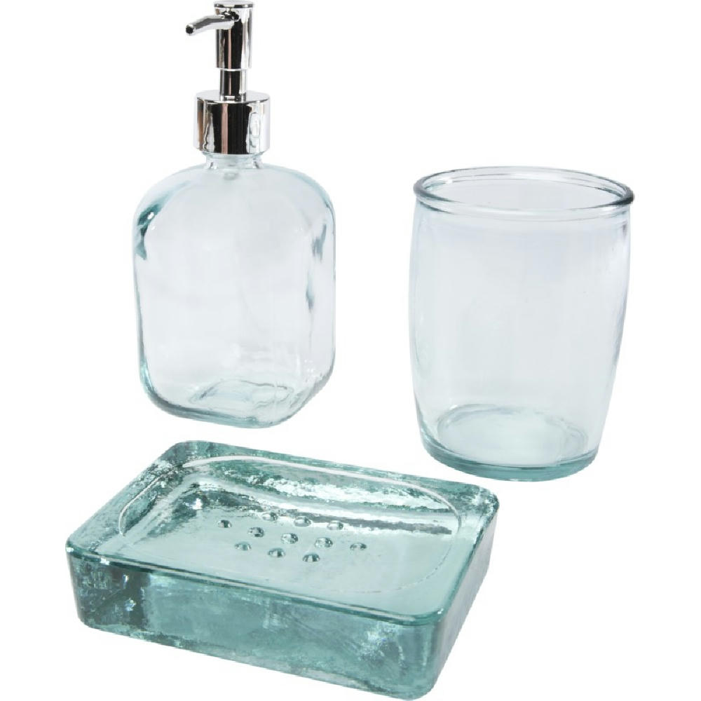 Jabony 3-teiliges Badezimmer-Set aus recyceltem Glas
