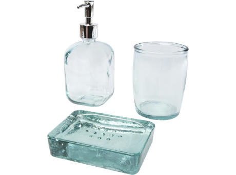 Jabony 3-teiliges Badezimmer-Set aus recyceltem Glas
