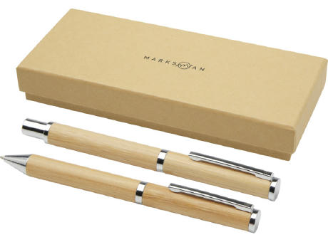 Apolys Kugelschreiber und Tintenroller Geschenkset aus Bambus 