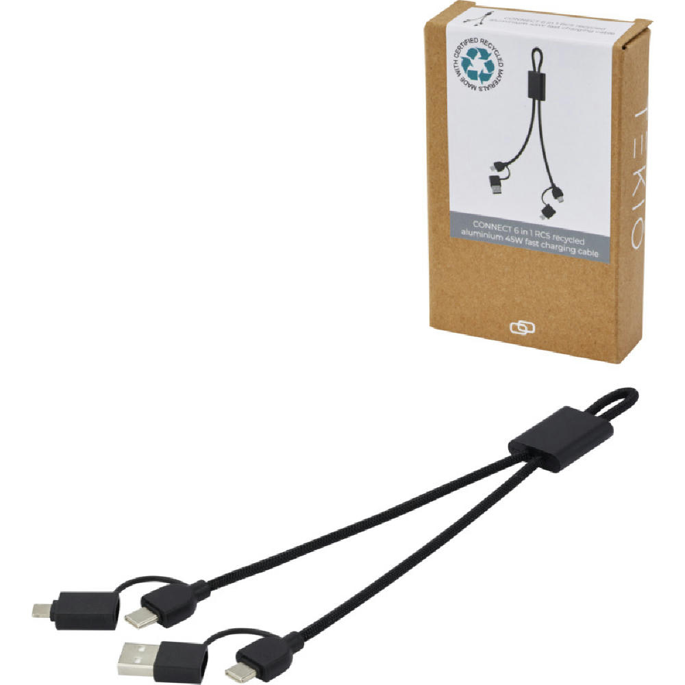 Connect 6-in-1 45W Schnelllade- & Datentransferkabel aus recyceltem RCS Aluminium