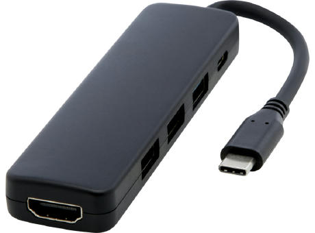 Loop Multimedia-Adapter aus recyceltem RCS Kunststoff USB 2.0-3.0 mit HDMI-Anschluss