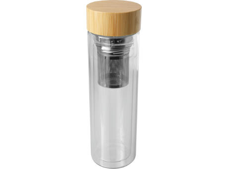 Bailey 400 ml Flasche aus Borosilikatglas mit Infuser und Bambusdeckel