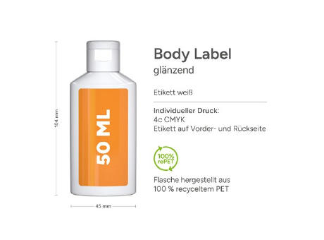 50 ml Flasche - Handbalsam "Ringelblume - Aloe Vera" - Body Label mit Logo  bedrucken  Presenta Deutschland GmbH