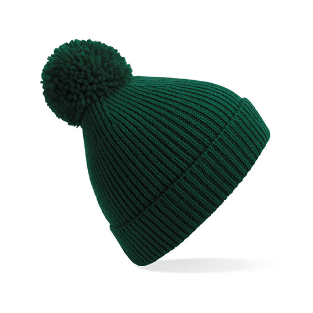 Engineered Knit Ribbed Pom Pom Beanie