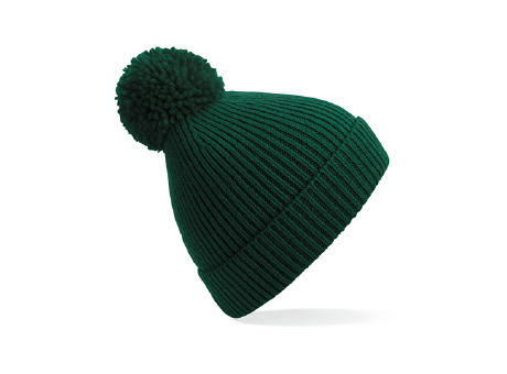 Engineered Knit Ribbed Pom Pom Beanie