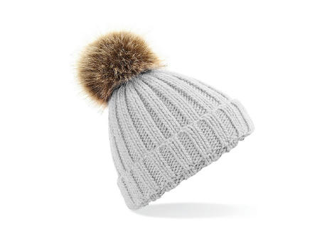 Junior Faux Fur Pom Pom Chunky Beanie