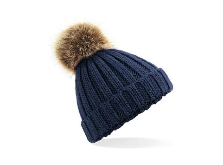 Junior Faux Fur Pom Pom Chunky Beanie