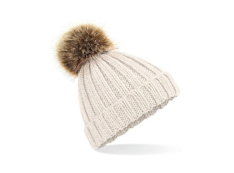 Junior Faux Fur Pom Pom Chunky Beanie