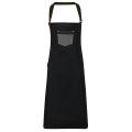 Division Waxed Look Denim Bib Apron With Faux Leather