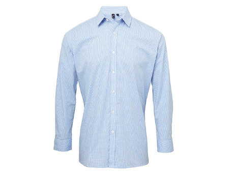 Men´s Microcheck (Gingham) Long Sleeve Cotton Shirt