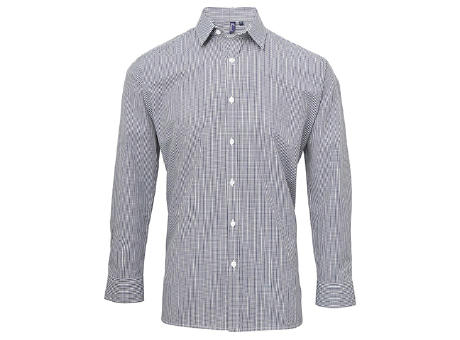 Men´s Microcheck (Gingham) Long Sleeve Cotton Shirt