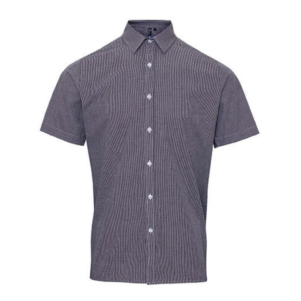 Men´s Microcheck (Gingham) Short Sleeve Cotton Shirt