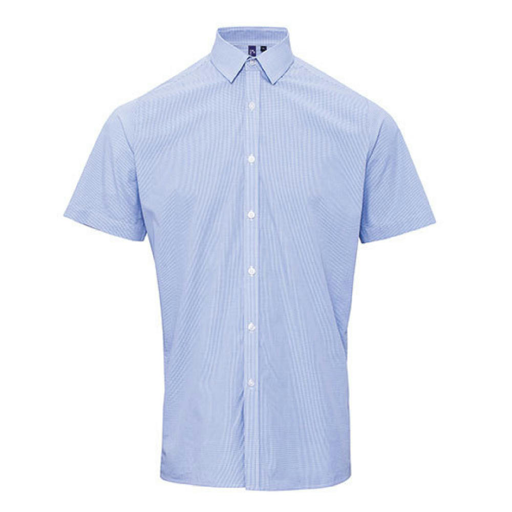 Men´s Microcheck (Gingham) Short Sleeve Cotton Shirt