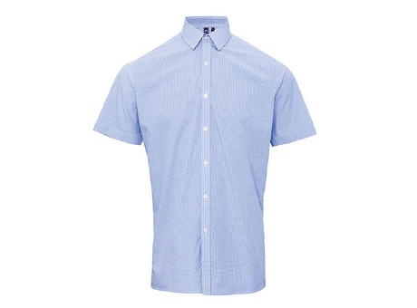 Men´s Microcheck (Gingham) Short Sleeve Cotton Shirt