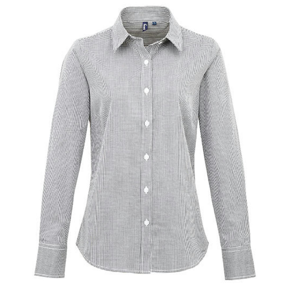 Women´s Microcheck (Gingham) Long Sleeve Cotton Shirt