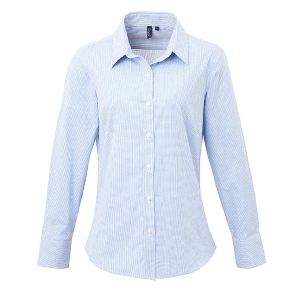 Women´s Microcheck (Gingham) Long Sleeve Cotton Shirt