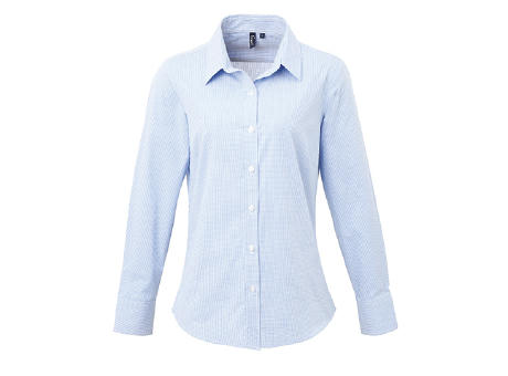 Women´s Microcheck (Gingham) Long Sleeve Cotton Shirt