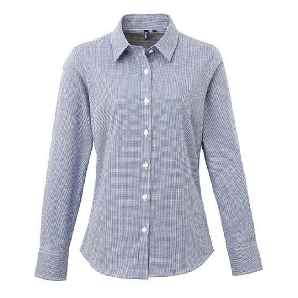 Women´s Microcheck (Gingham) Long Sleeve Cotton Shirt