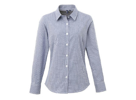 Women´s Microcheck (Gingham) Long Sleeve Cotton Shirt