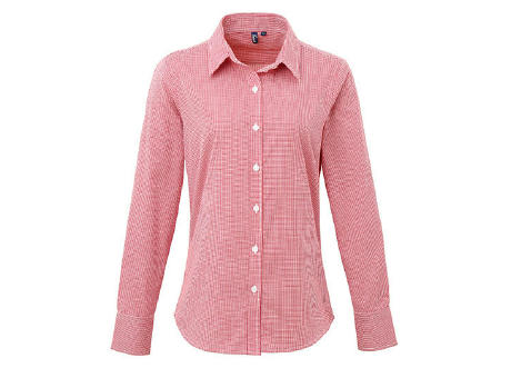 Women´s Microcheck (Gingham) Long Sleeve Cotton Shirt