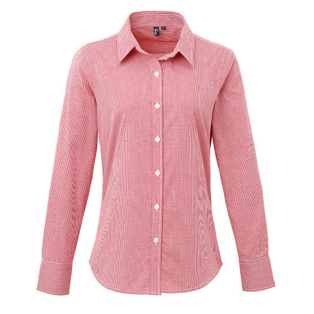 Women´s Microcheck (Gingham) Long Sleeve Cotton Shirt