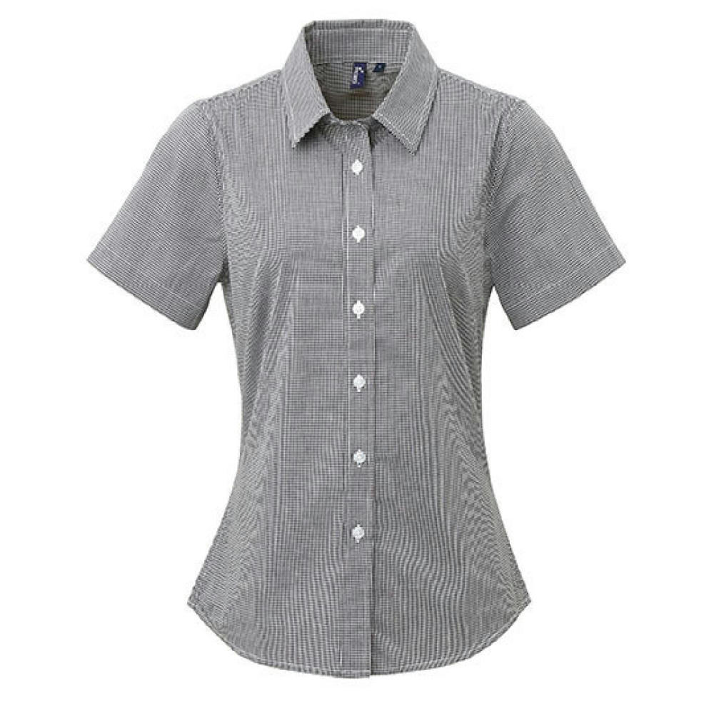 Women´s Microcheck (Gingham) Short Sleeve Cotton Shirt