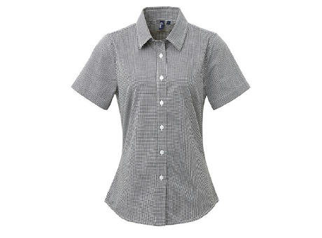 Women´s Microcheck (Gingham) Short Sleeve Cotton Shirt