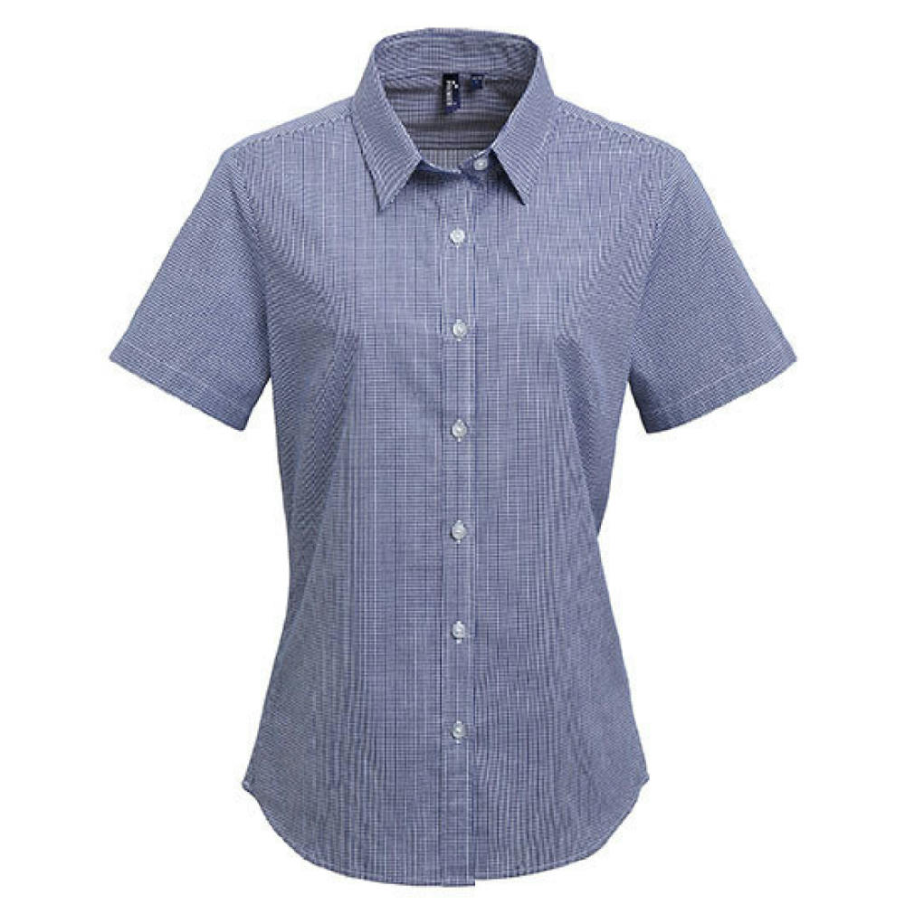 Women´s Microcheck (Gingham) Short Sleeve Cotton Shirt