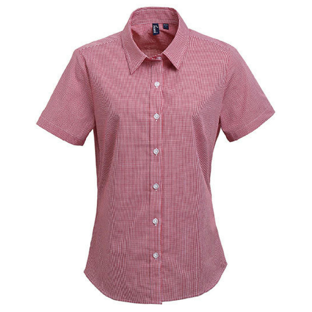 Women´s Microcheck (Gingham) Short Sleeve Cotton Shirt